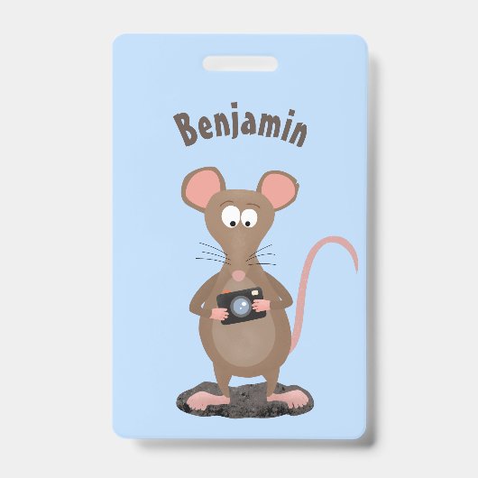 Funny rat met camera-cartoon illustratie badge (Voorzijde)