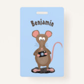 Funny rat met camera-cartoon illustratie badge (Achterkant)