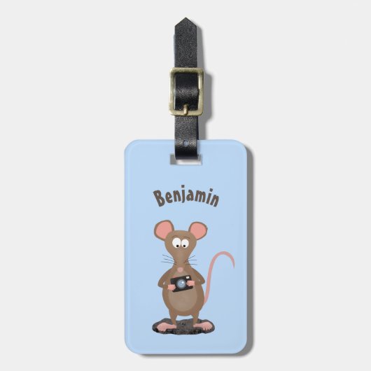 Funny rat met camera-cartoon illustratie bagagelabel (Voorkant verticaal)
