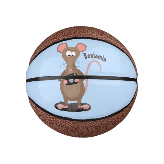 Funny rat met camera-cartoon illustratie basketbal (Voorkant)