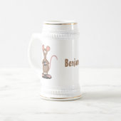 Funny rat met camera-cartoon illustratie bierpul (Voorkant links)