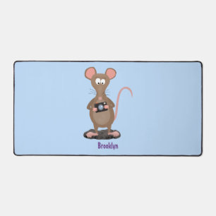 Funny rat met camera-cartoon illustratie bureaumat