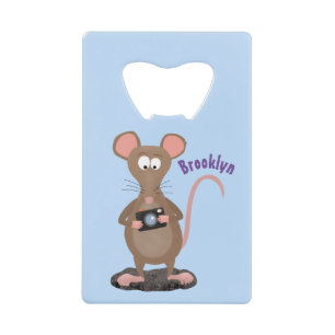 Funny rat met camera-cartoon illustratie creditkaart flessenopener