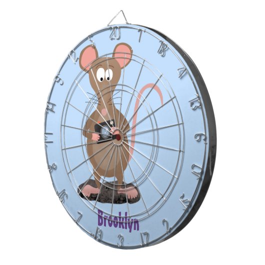 Funny rat met camera-cartoon illustratie dartbord (Voorkant Rechts)