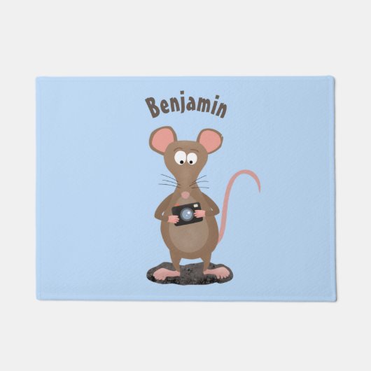 Funny rat met camera-cartoon illustratie deurmat (Voorkant)