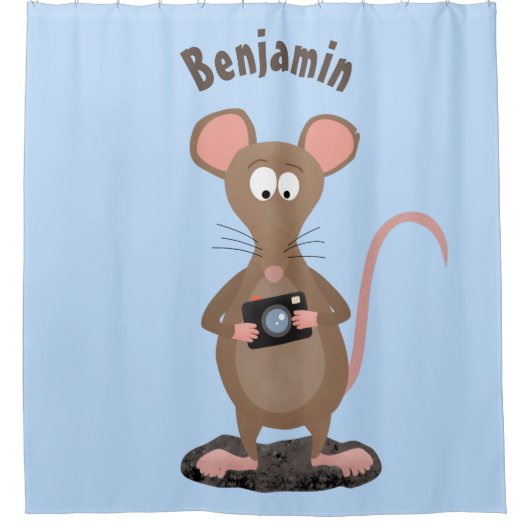 Funny rat met camera-cartoon illustratie douchegordijn (Voorkant)