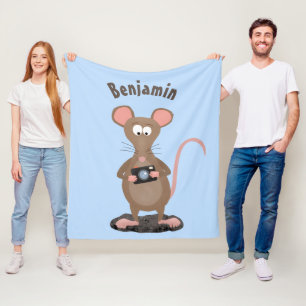 Funny rat met camera-cartoon illustratie fleece deken