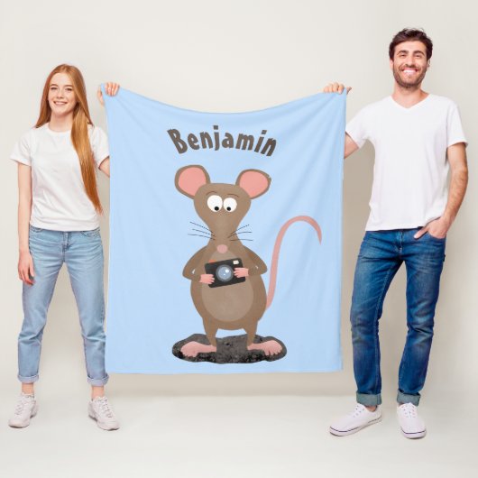 Funny rat met camera-cartoon illustratie fleece deken (In situ)