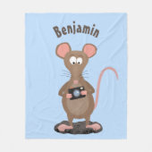 Funny rat met camera-cartoon illustratie fleece deken (Voorkant)