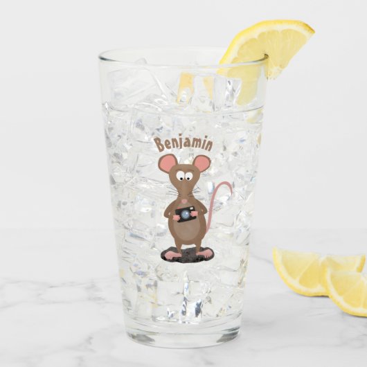 Funny rat met camera-cartoon illustratie glas (Achterkant ijs)