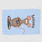 Funny rat met camera-cartoon illustratie golfhanddoek (Horizontaal)