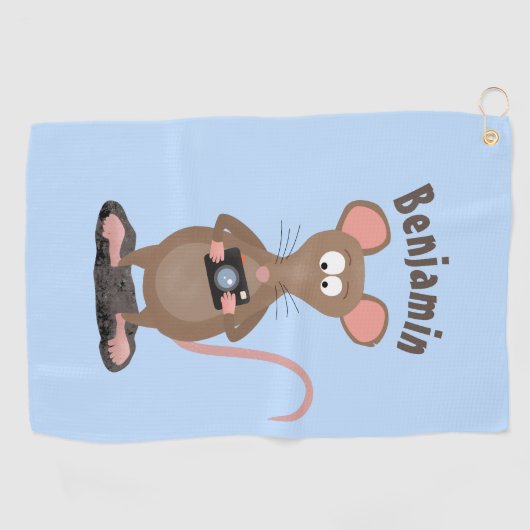 Funny rat met camera-cartoon illustratie golfhanddoek (Horizontaal)