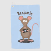 Funny rat met camera-cartoon illustratie golfhanddoek (Voorkant)