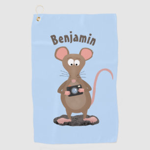 Funny rat met camera-cartoon illustratie golfhanddoek