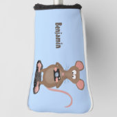 Funny rat met camera-cartoon illustratie golfheadcover (Draai 90)