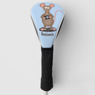 Funny rat met camera-cartoon illustratie golfheadcover