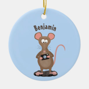 Funny rat met camera-cartoon illustratie keramisch ornament