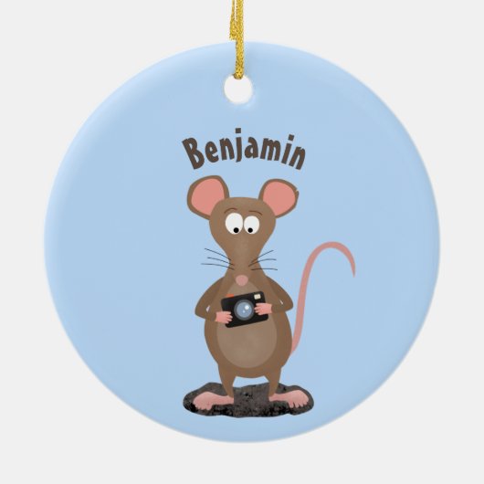 Funny rat met camera-cartoon illustratie keramisch ornament (Achterkant)