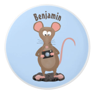 Funny rat met camera-cartoon illustratie keramische knop