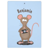 Funny rat met camera-cartoon illustratie klembord (Achterkant)