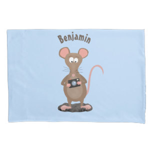 Funny rat met camera-cartoon illustratie kussensloop