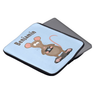 Funny rat met camera-cartoon illustratie laptop sleeve