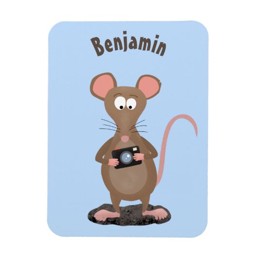 Funny rat met camera-cartoon illustratie magneet (Verticaal)