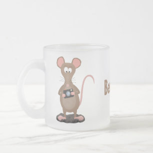 Funny rat met camera-cartoon illustratie matglas koffiemok