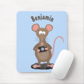Funny rat met camera-cartoon illustratie muismat (Met muis)