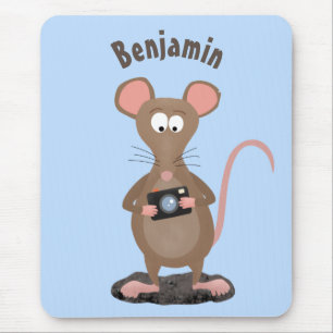 Funny rat met camera-cartoon illustratie muismat