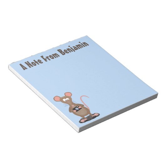 Funny rat met camera-cartoon illustratie notitieblok (Schuin)