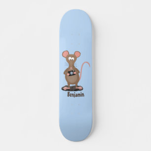 Funny rat met camera-cartoon illustratie persoonlijk skateboard