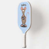 Funny rat met camera-cartoon illustratie pickleball paddle (Links)