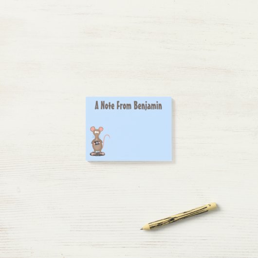 Funny rat met camera-cartoon illustratie post-it® notes (Op bureau)
