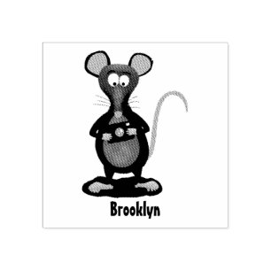 Funny rat met camera-cartoon illustratie rubberstempel