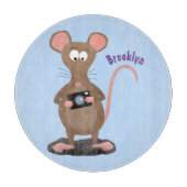 Funny rat met camera-cartoon illustratie snijplank (Voorkant)