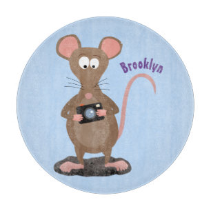 Funny rat met camera-cartoon illustratie snijplank