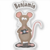 Funny rat met camera-cartoon illustratie sticker (Voorkant)