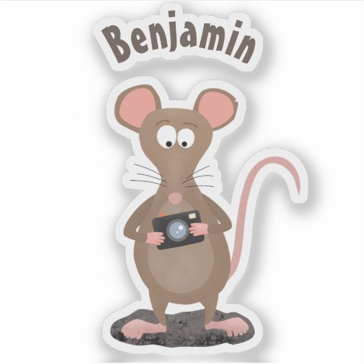 Funny rat met camera-cartoon illustratie sticker (Voorkant)