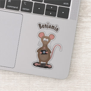 Funny rat met camera-cartoon illustratie sticker