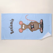 Funny rat met camera-cartoon illustratie strandlaken (Voorkant)