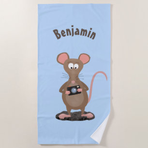 Funny rat met camera-cartoon illustratie strandlaken