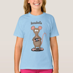 Funny rat met camera-cartoon illustratie t-shirt