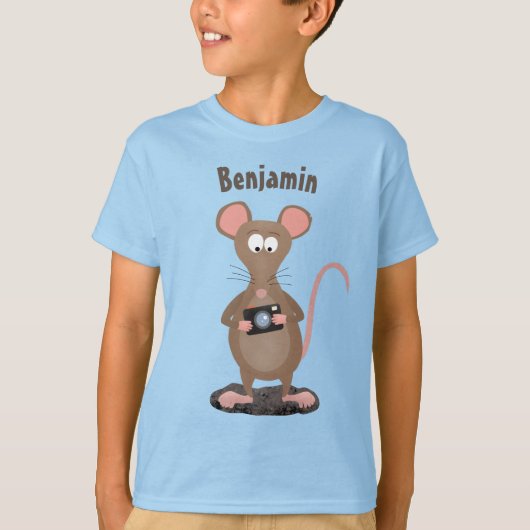 Funny rat met camera-cartoon illustratie t-shirt (Voorkant)