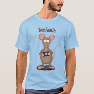 Funny rat met camera-cartoon illustratie t-shirt