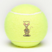 Funny rat met camera-cartoon illustratie tennisballen (Achterkant)