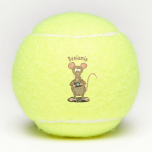 Funny rat met camera-cartoon illustratie tennisballen