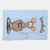 Funny rat met camera-cartoon illustratie theedoek (Horizontaal)