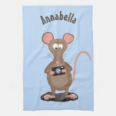 Funny rat met camera-cartoon illustratie theedoek (Verticaal)