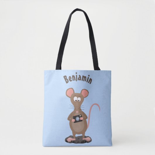Funny rat met camera-cartoon illustratie tote bag (Voorkant)